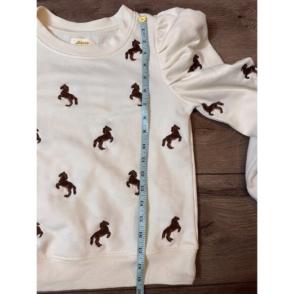 Maeve Puff-Sleeve Embroidered Sweatshirt NWT XXS *flaw - Picture 11 of 11